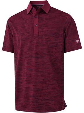 MenBurgundy Heather Dry Fit Heather Pique Polo Shirt Moisture Wicking Casual